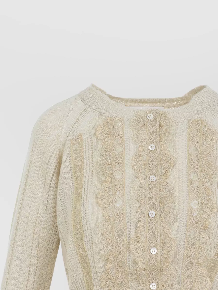 Ermanno Scervino Cashmere Open-Knit Fitted Cardigan