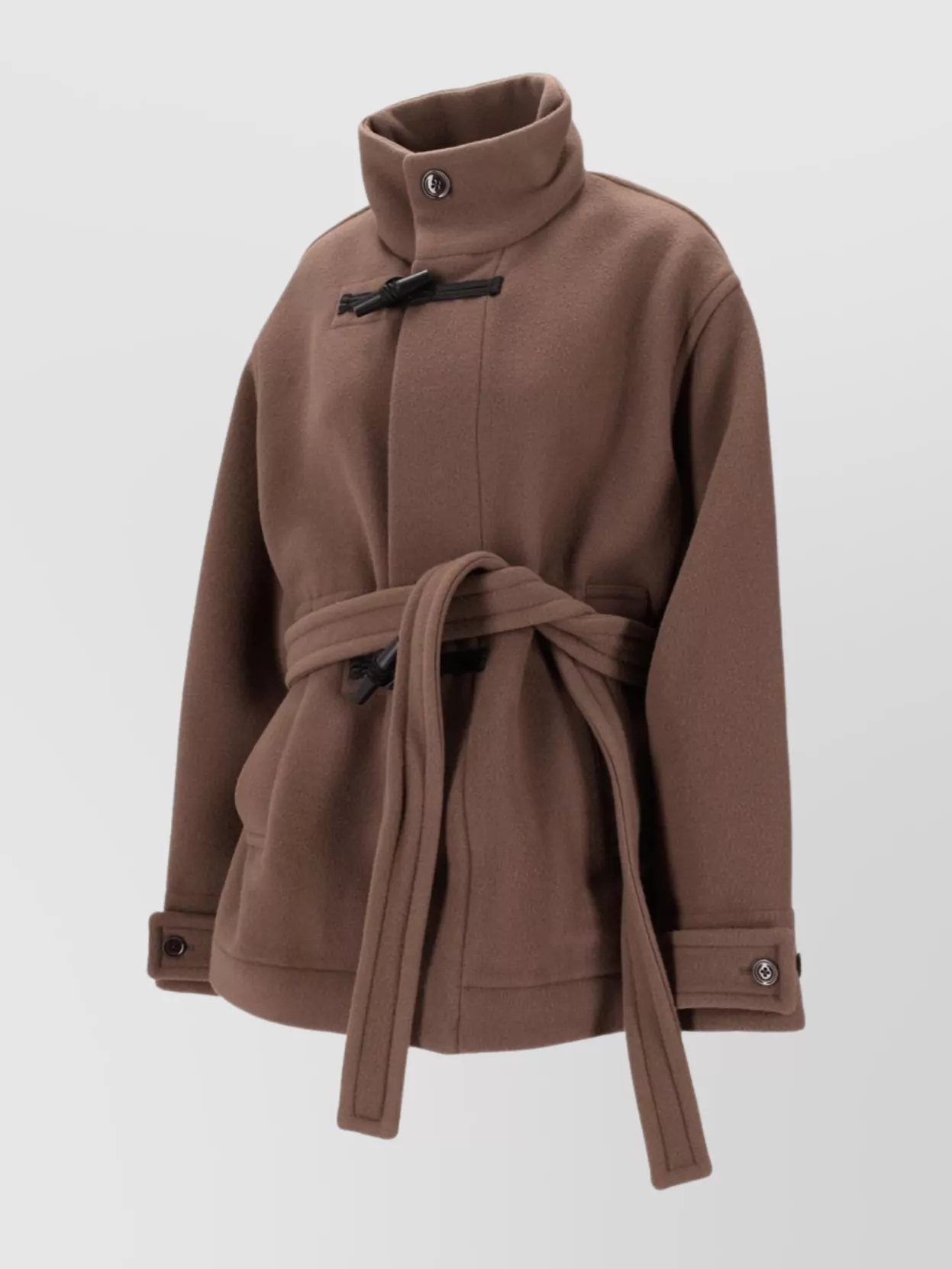 Lemaire Stylish Short Coat High Collar In Brown