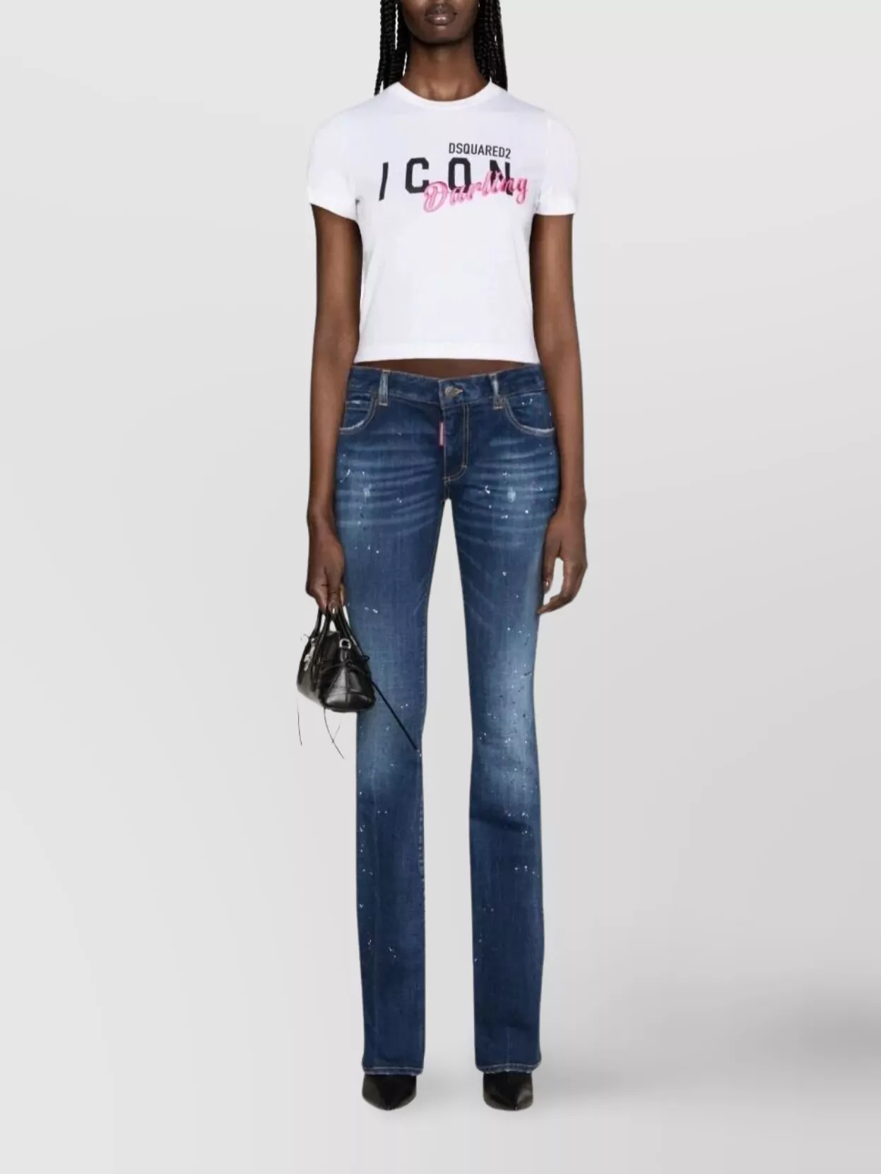 Dsquared2 Flared Distressed Five-pocket Trousers Loops In Blue