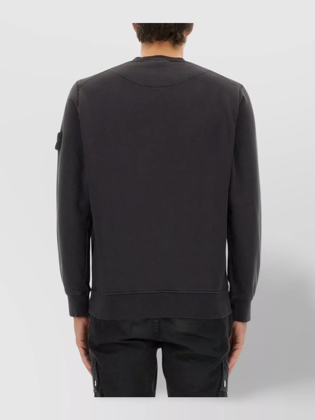 Stone Island Ribbed Hem Long Sleeve Crew Neck Sweater