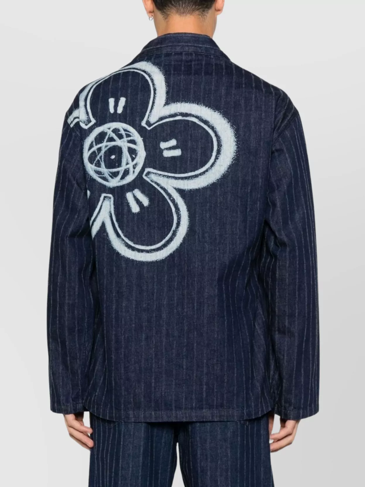 Kenzo Striped Graphic Print Long Sleeve Blazer