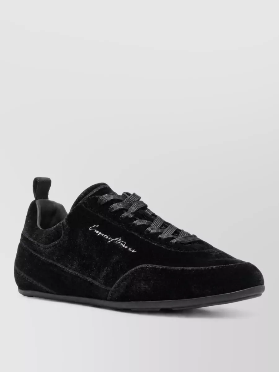 Emporio Armani velvet lace-up sneakers