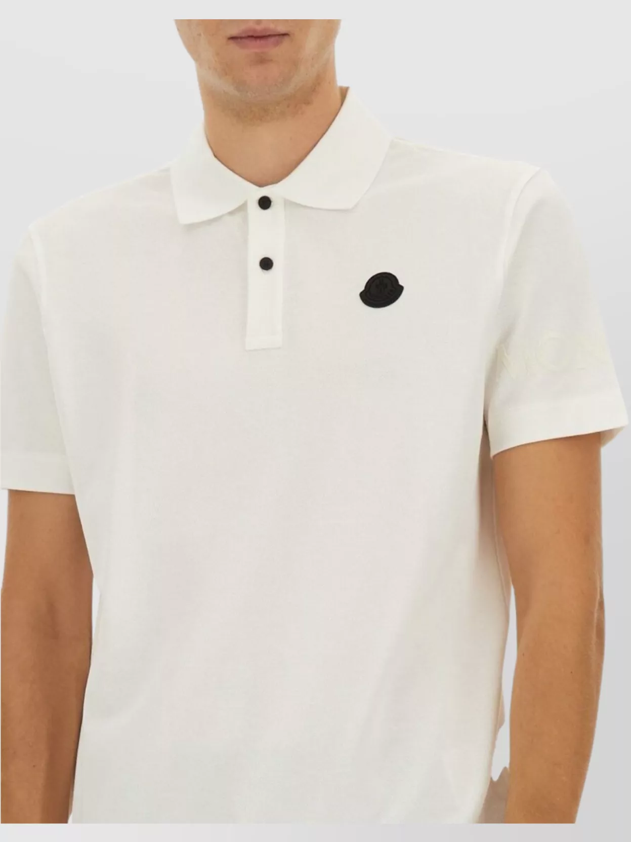Moncler Cotton Pique Shirt Polo Collar Short Sleeves