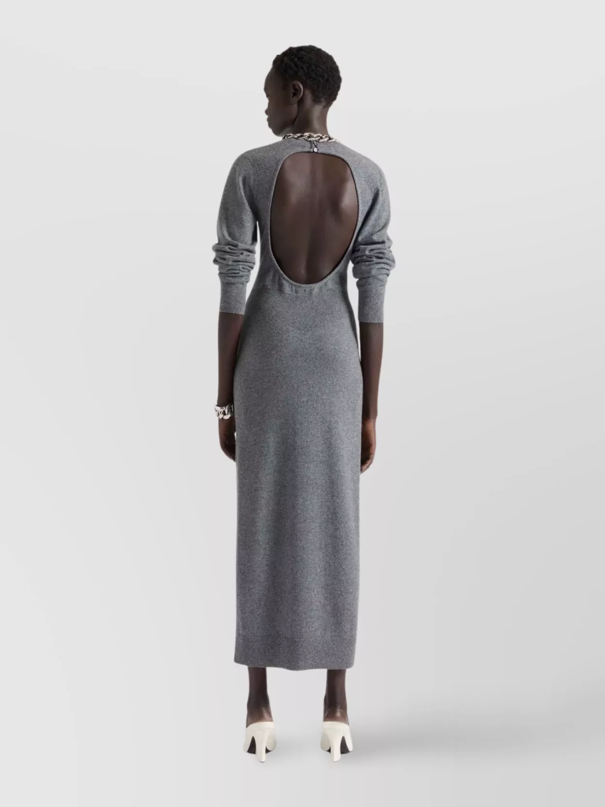 Givenchy Cashmere Midi Dress Featuring Open Back In Gray