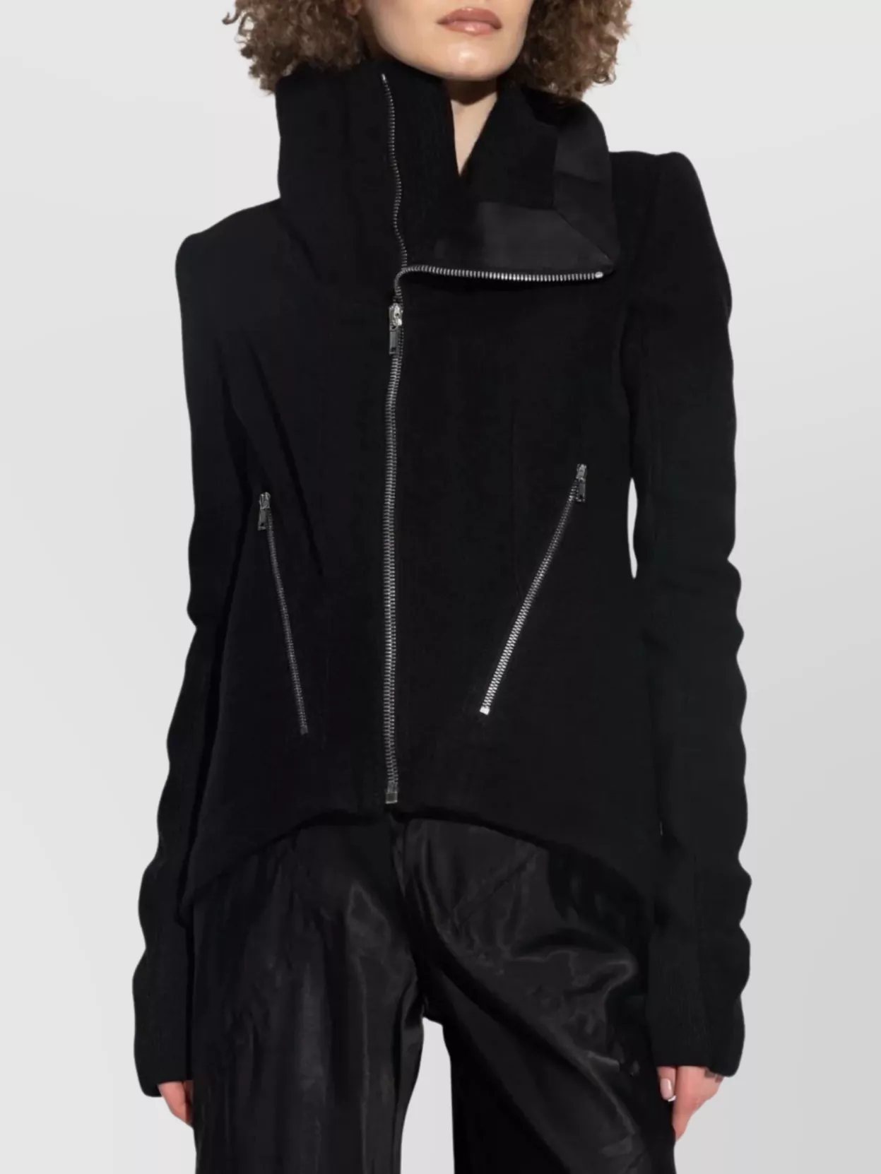 Rick Owens Asymmetrical Hem Biker Jacket