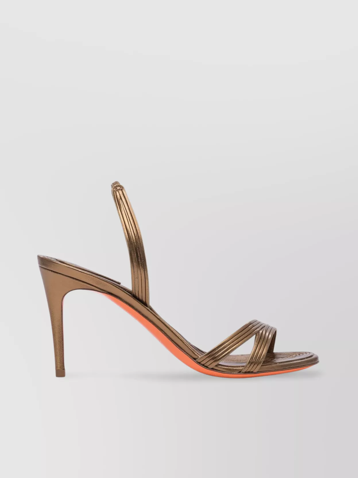 Santoni Shiny Sandals With Open Toe And Textured Sole