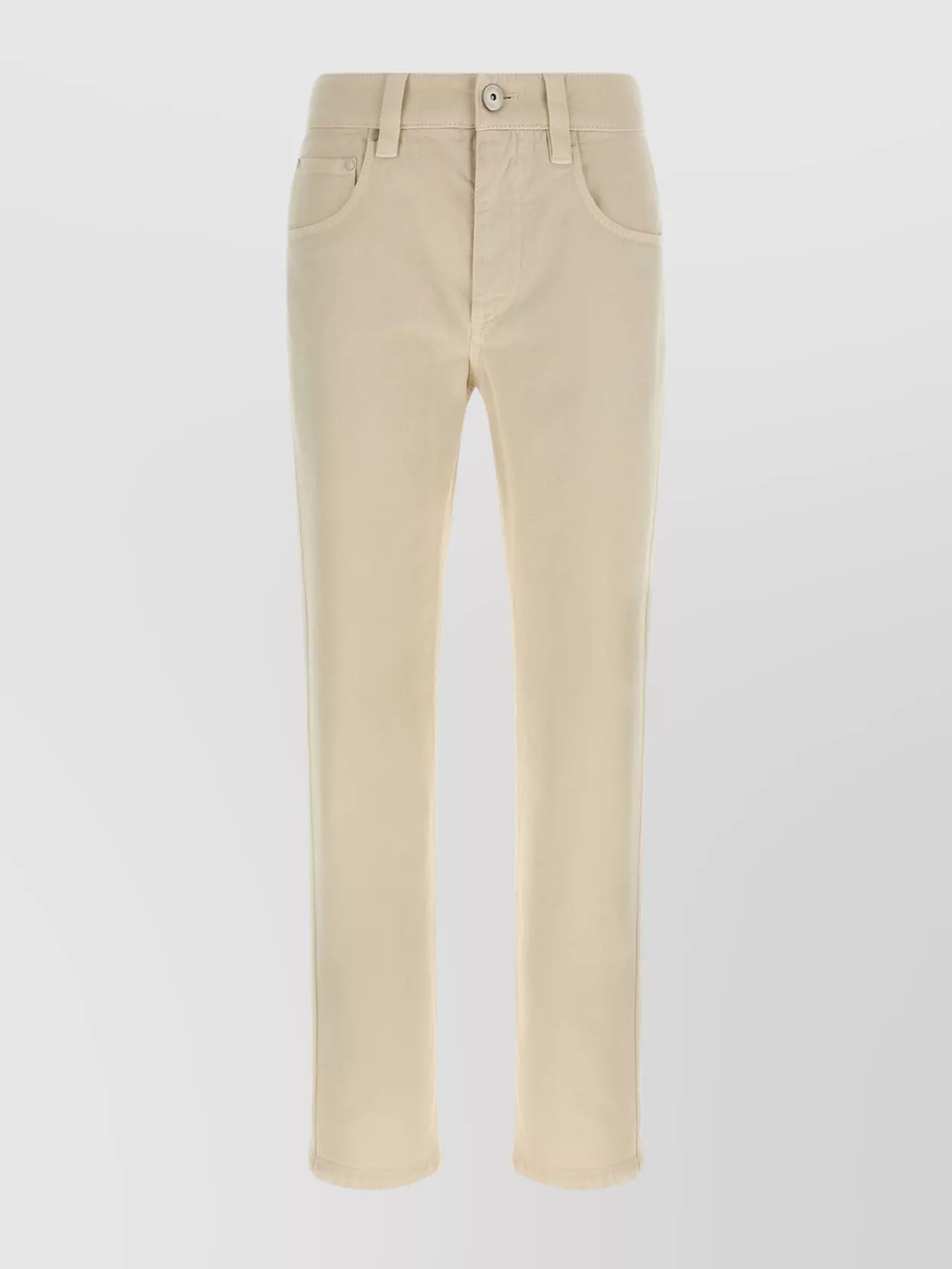 Brunello Cucinelli Denim Trousers With Belt Loops And Pockets In Neutral