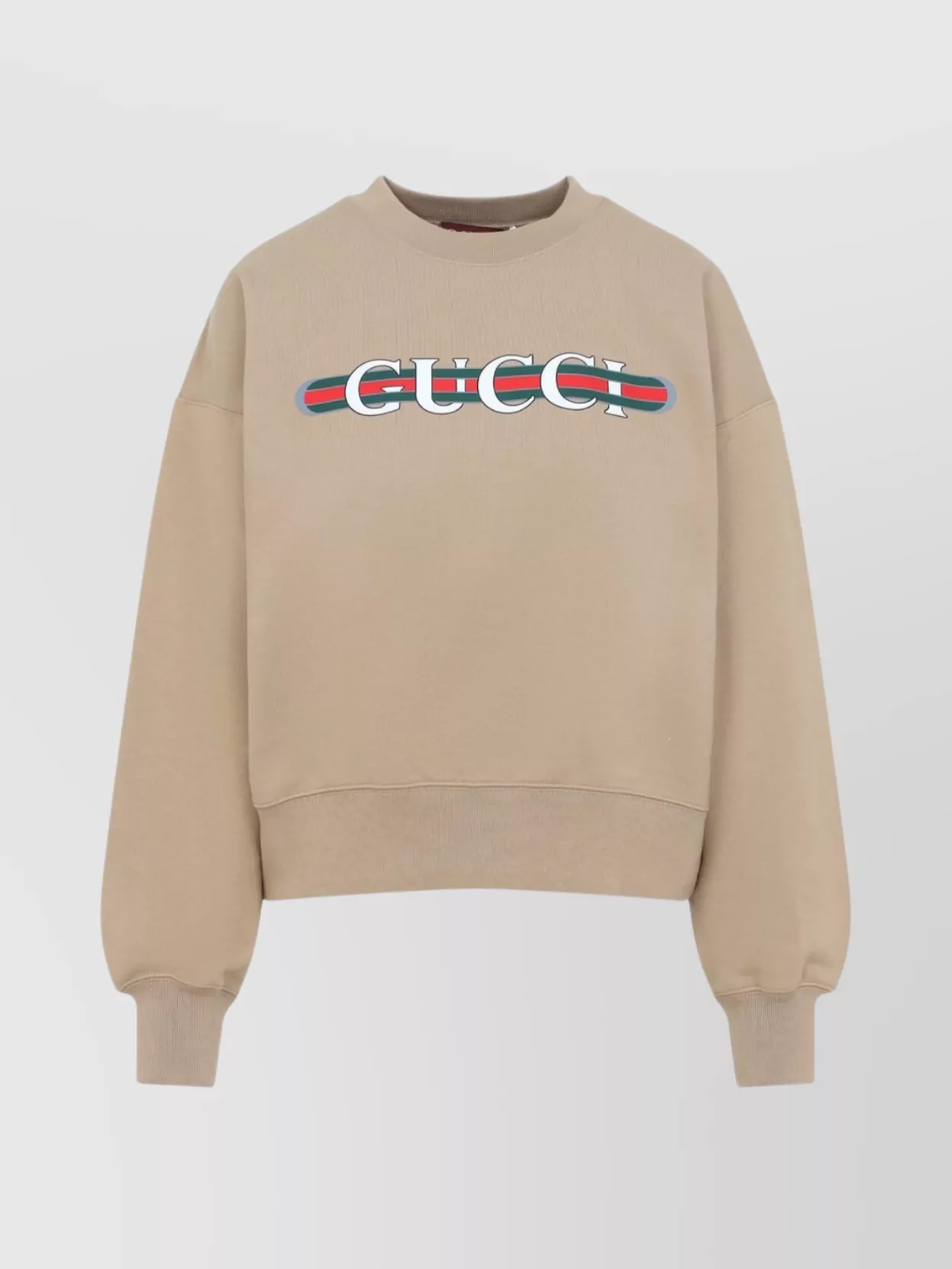 Shop Gucci Logo Stripe Detail Cotton Sweatshirt