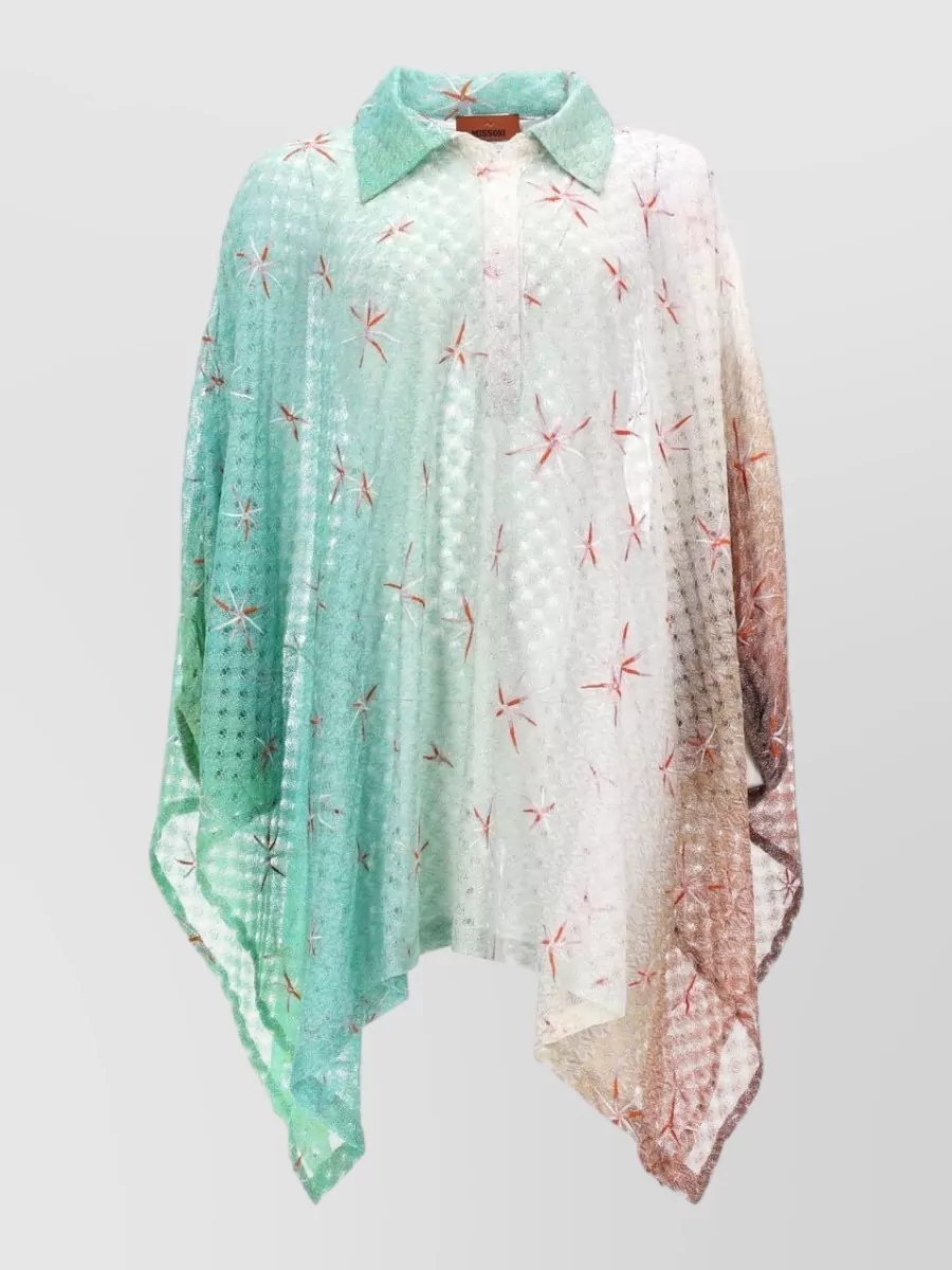 Missoni Collared Sheer Jacket Loose Drape Stars In Multi