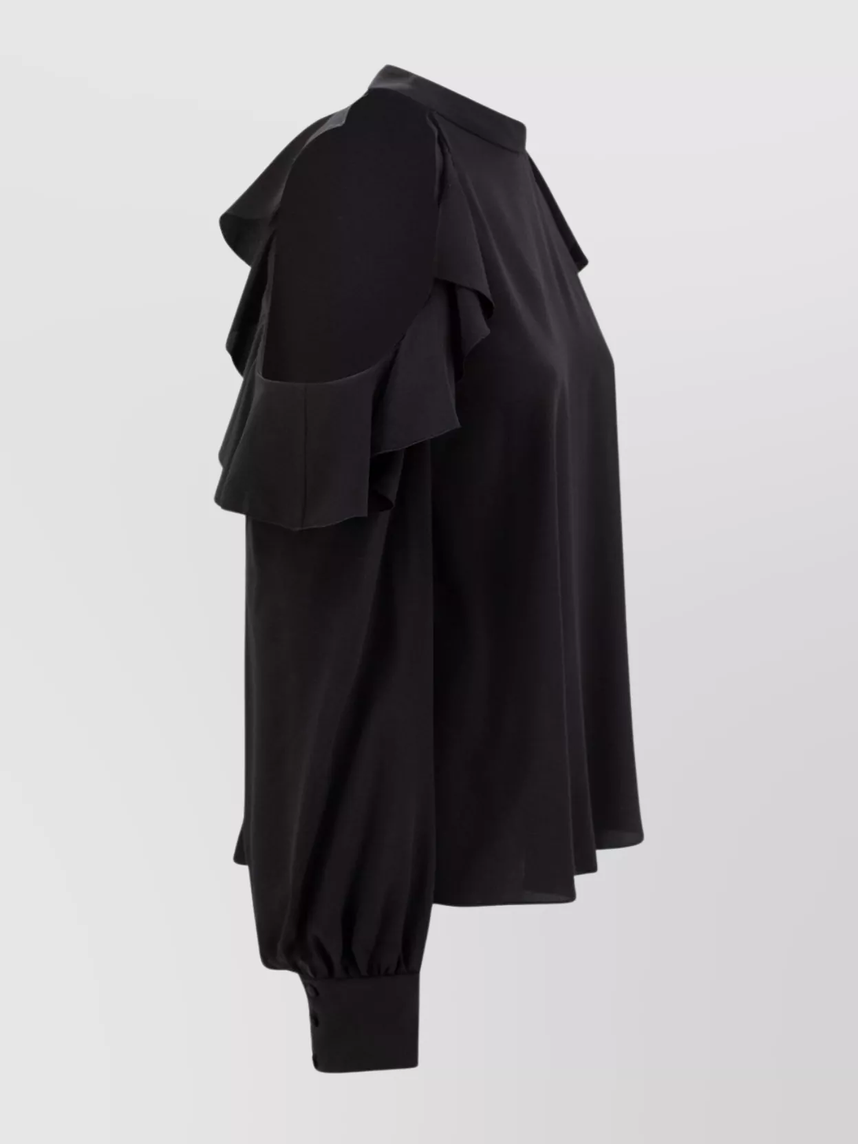 Etro Draped Detail Cold Shoulder Blouse With Ruffled Design