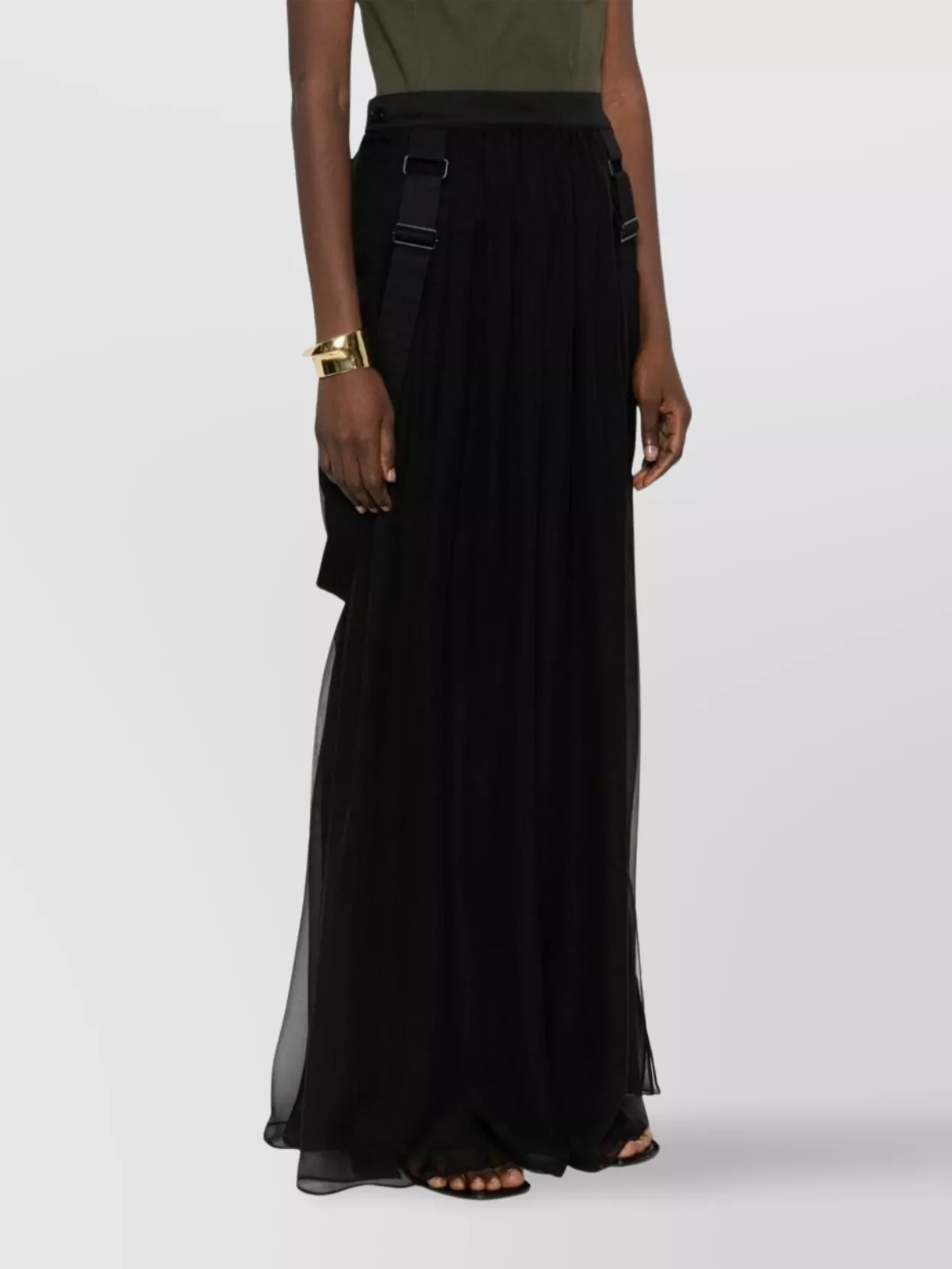 Max Mara Long Silk Chiffon Skirt With High Waist
