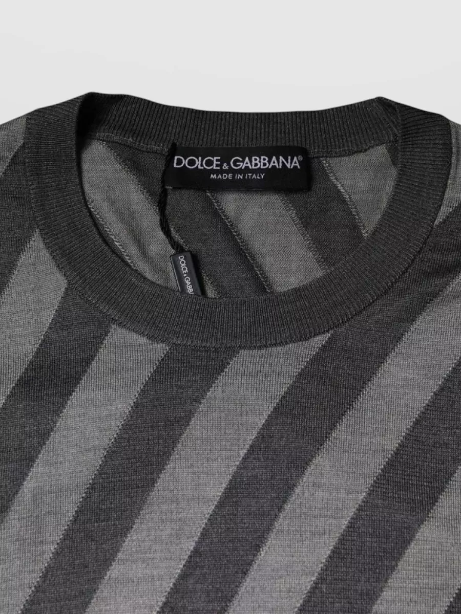 Dolce&Gabbana Silk Striped Long-Sleeve Sweater