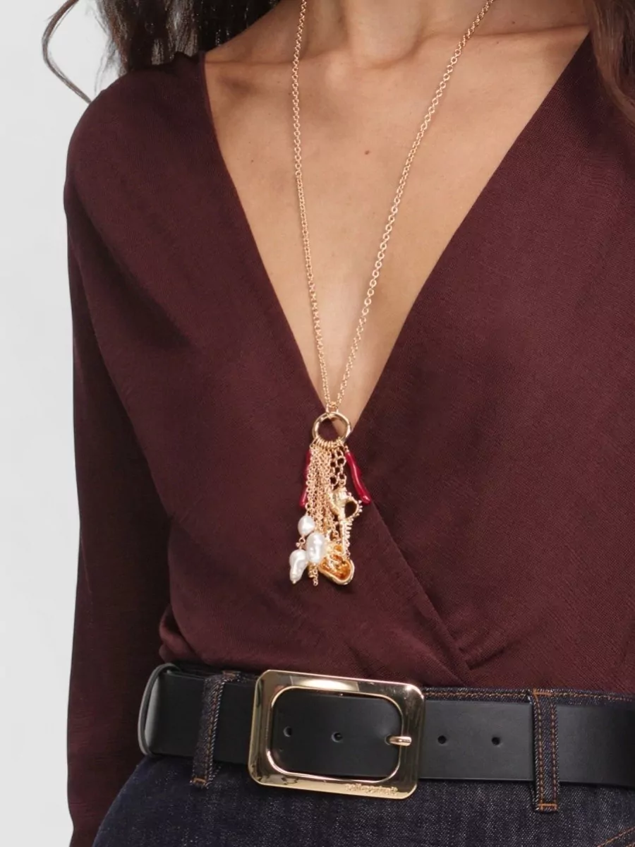 Self-Portrait V-Neck Long-Sleeve Bodysuit