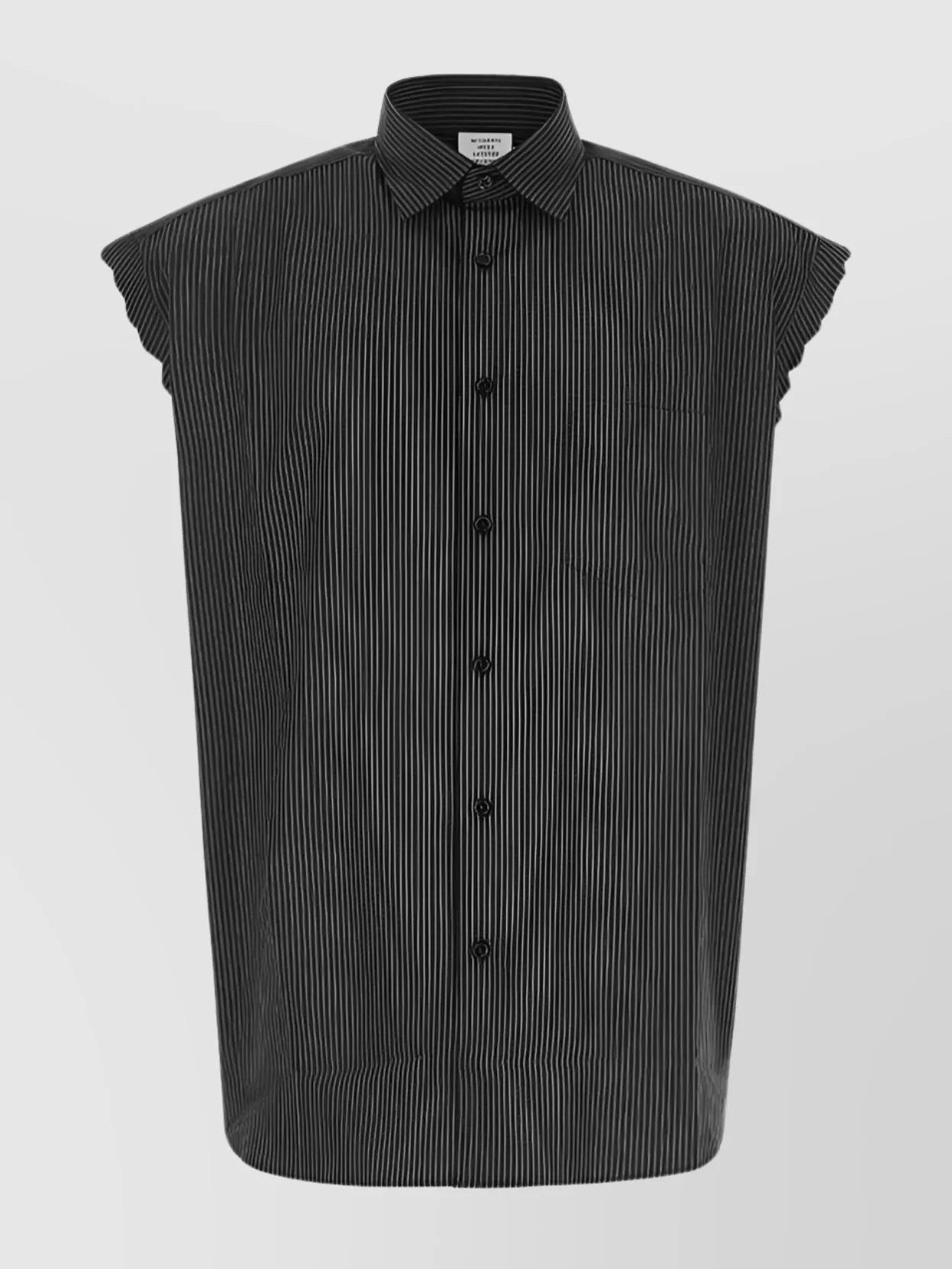 Shop Vetements Striped Collared Sleeveless Shirt With Pleated Back In Black