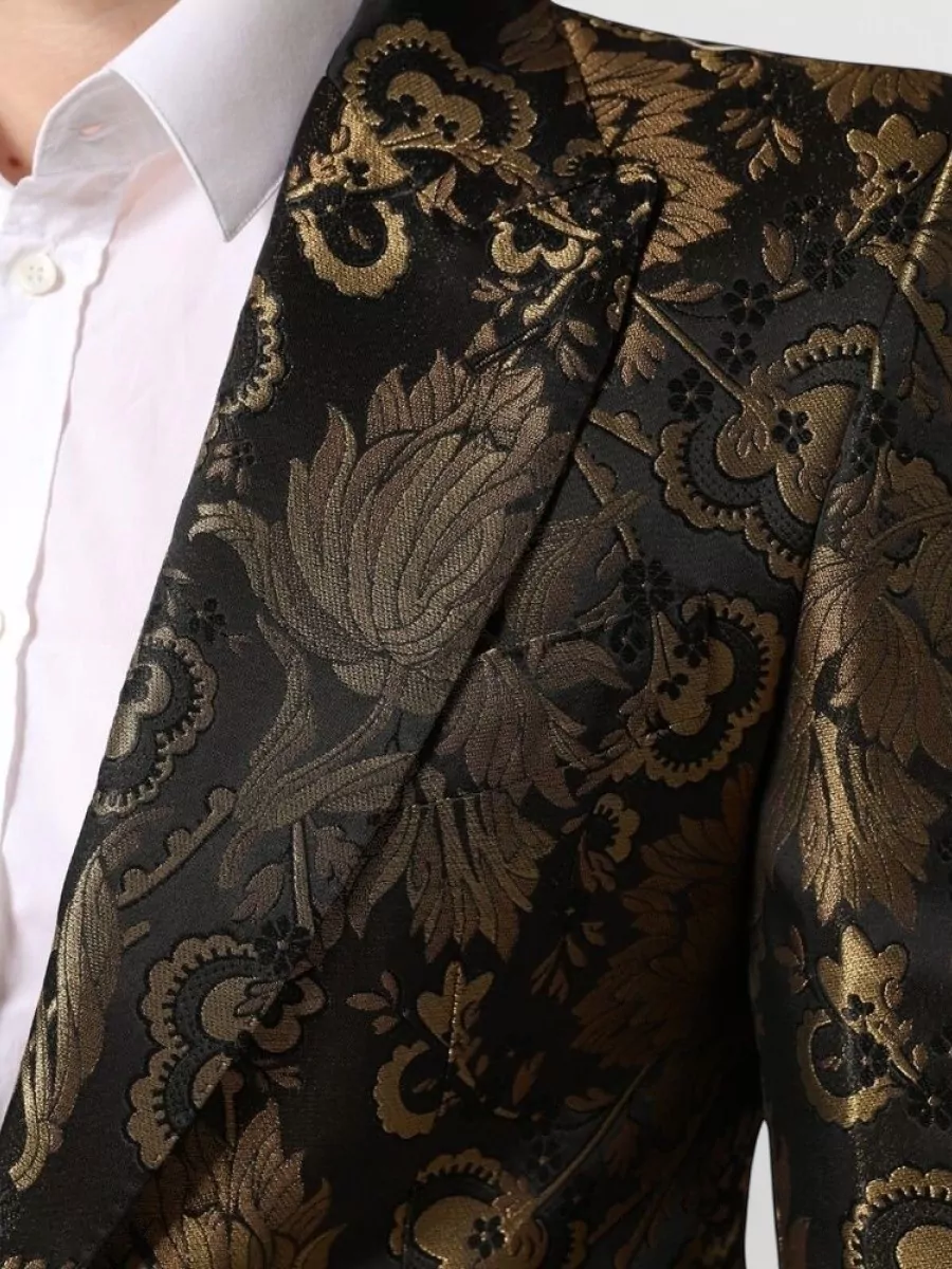 Dolce&Gabbana Single Breasted Jacquard Tuxedo Blazer