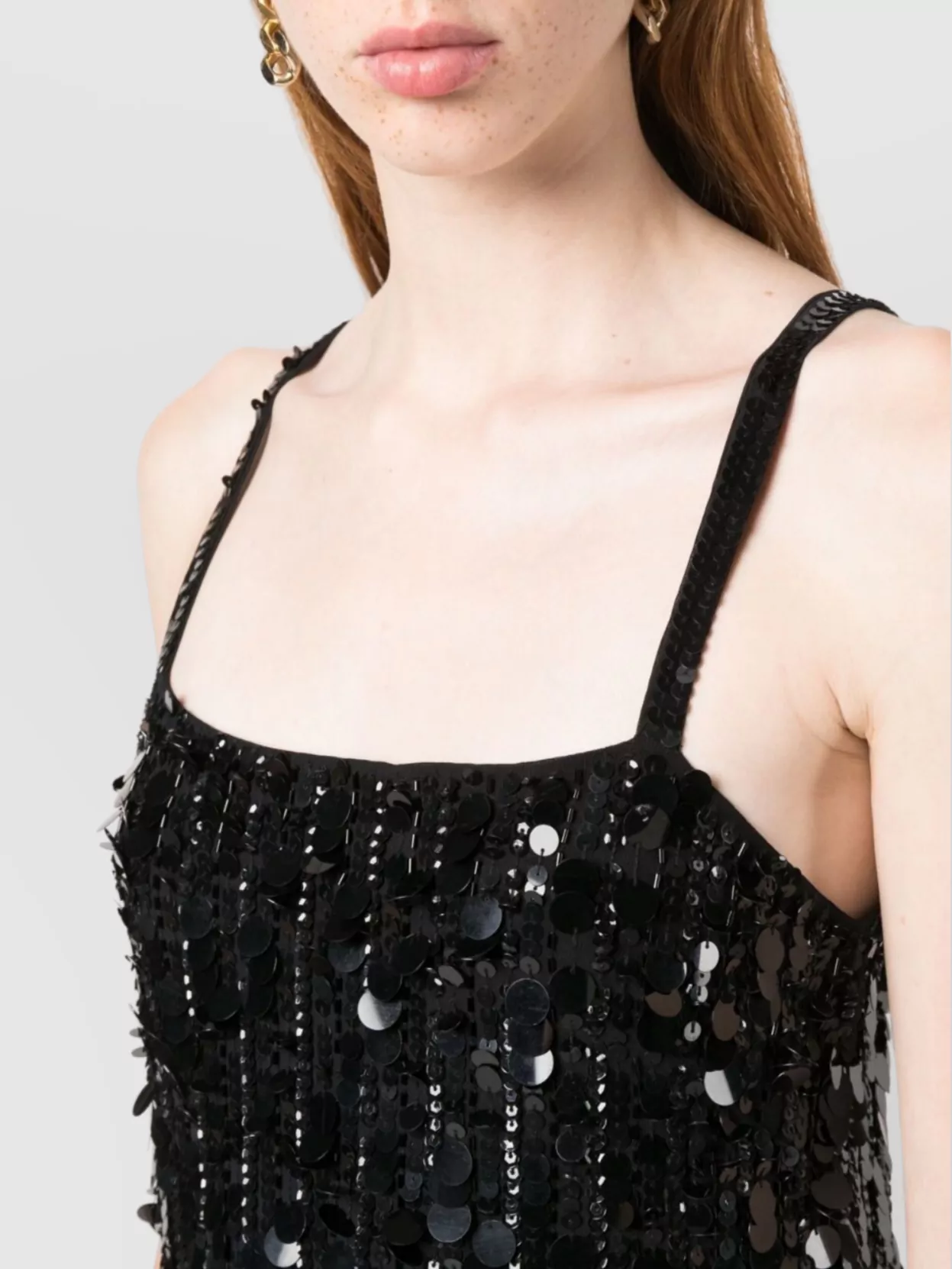 Parosh Sleeveless Sequin Shift Mini Dress