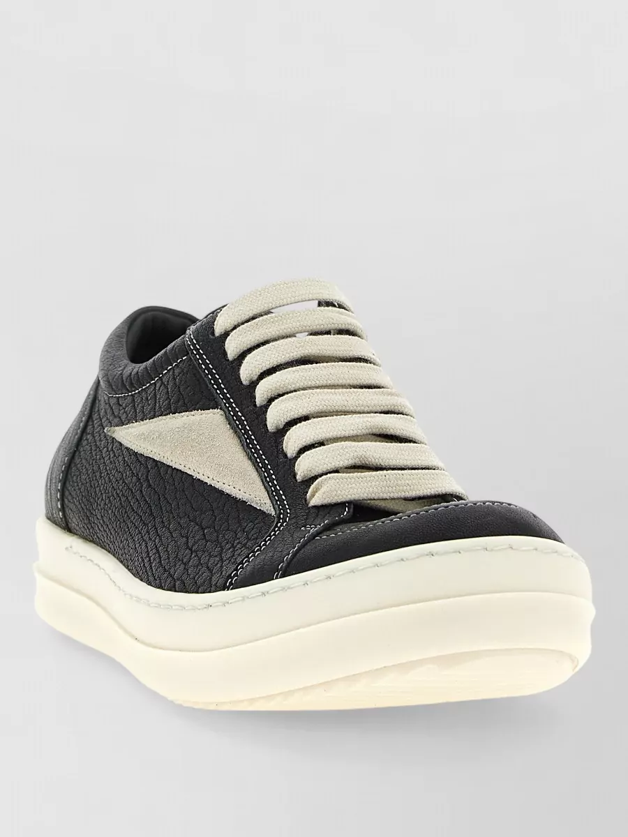 Rick Owens lamb leather low-top lace-up sneakers