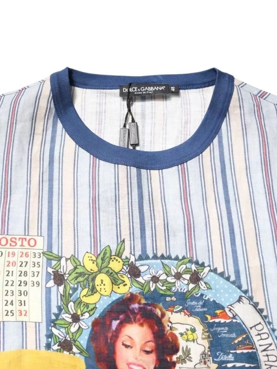 Dolce&Gabbana Striped Linen Relaxed-Fit Short-Sleeve T-Shirt