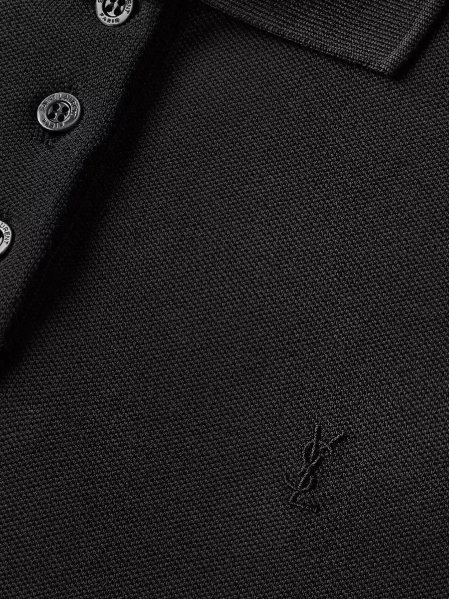 Saint Laurent Ribbed Short-Sleeve Polo Shirt