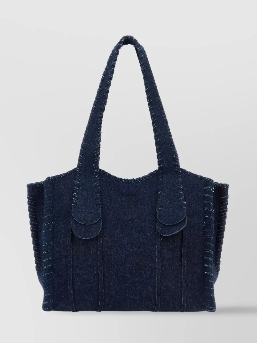 Shop Chloé Denim Mony Shopping Bag In Blue