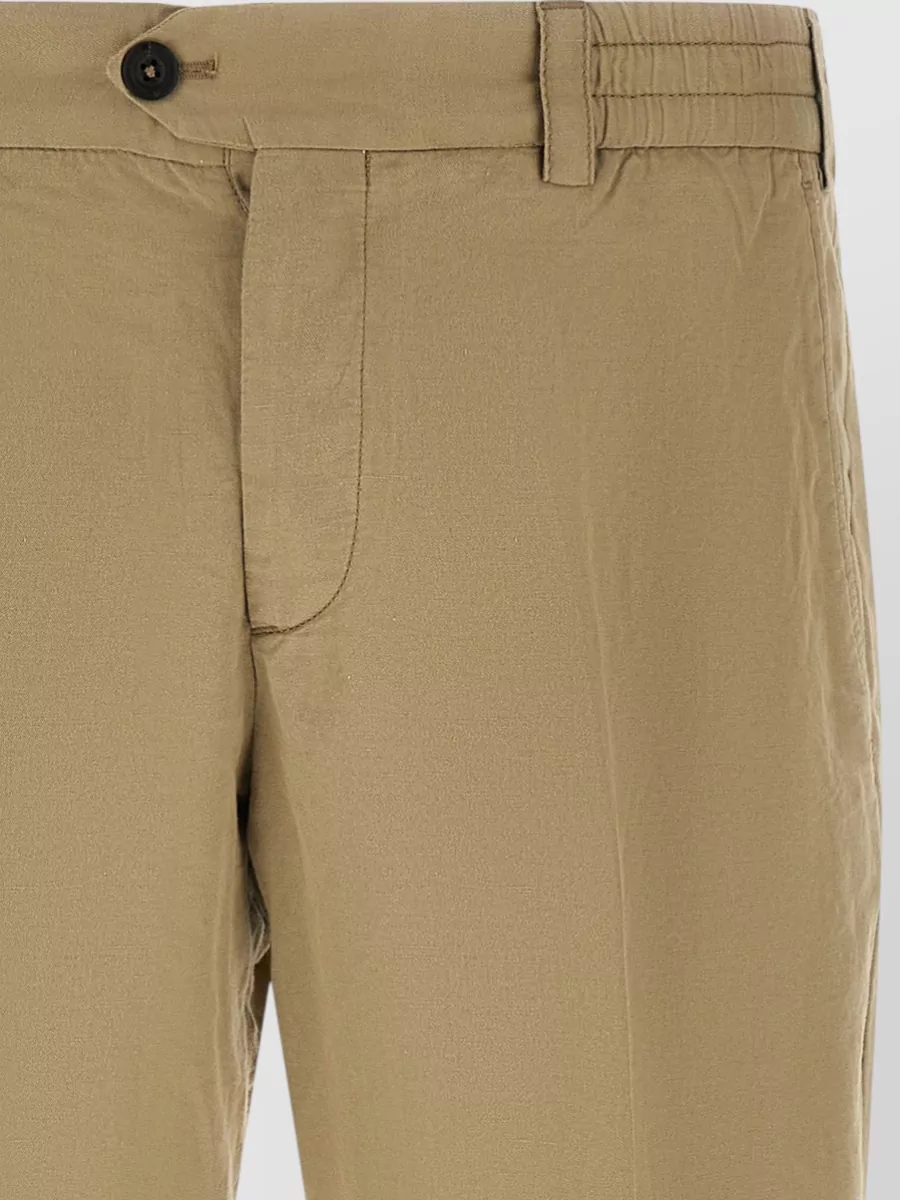 Pt Torino Linen Blend Low-Rise Cropped Straight-Leg Trousers