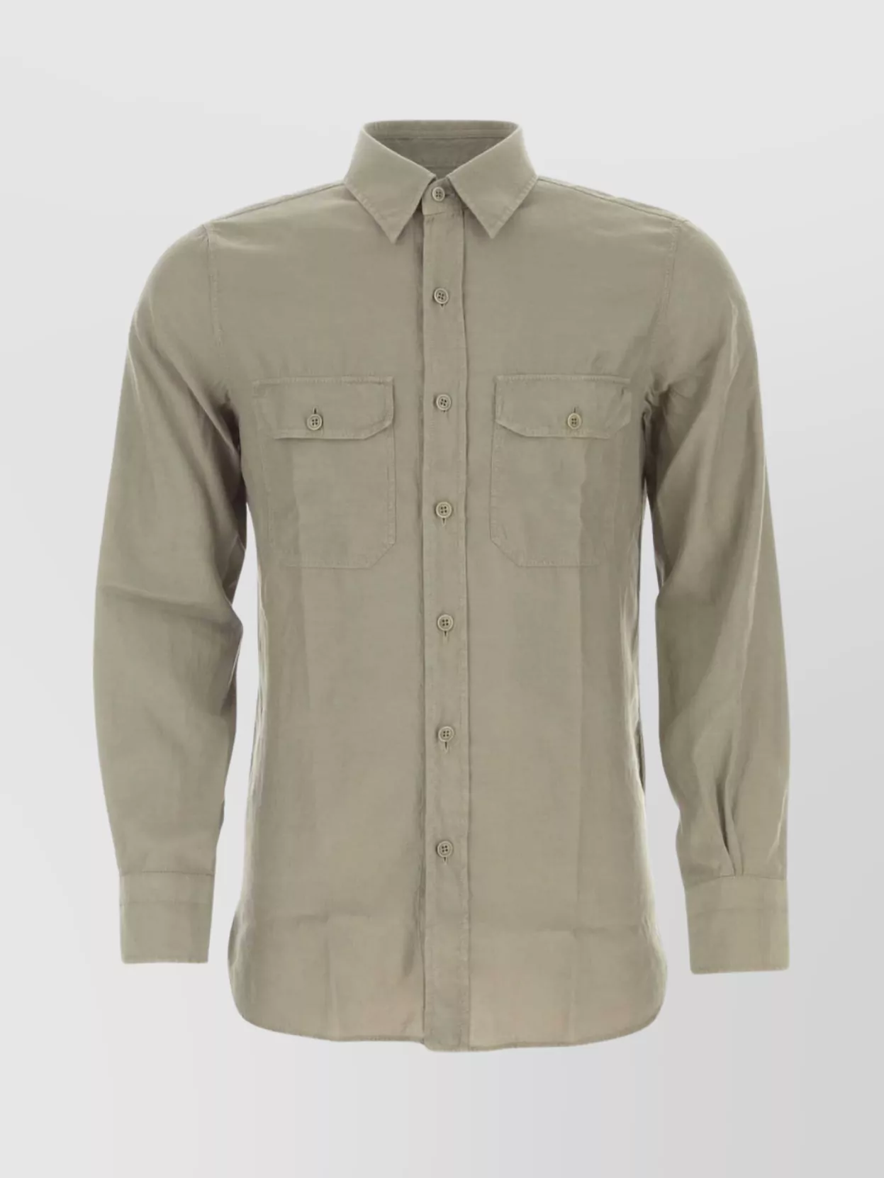 Shop Tom Ford Long Sleeve Cupro Blend Shirt