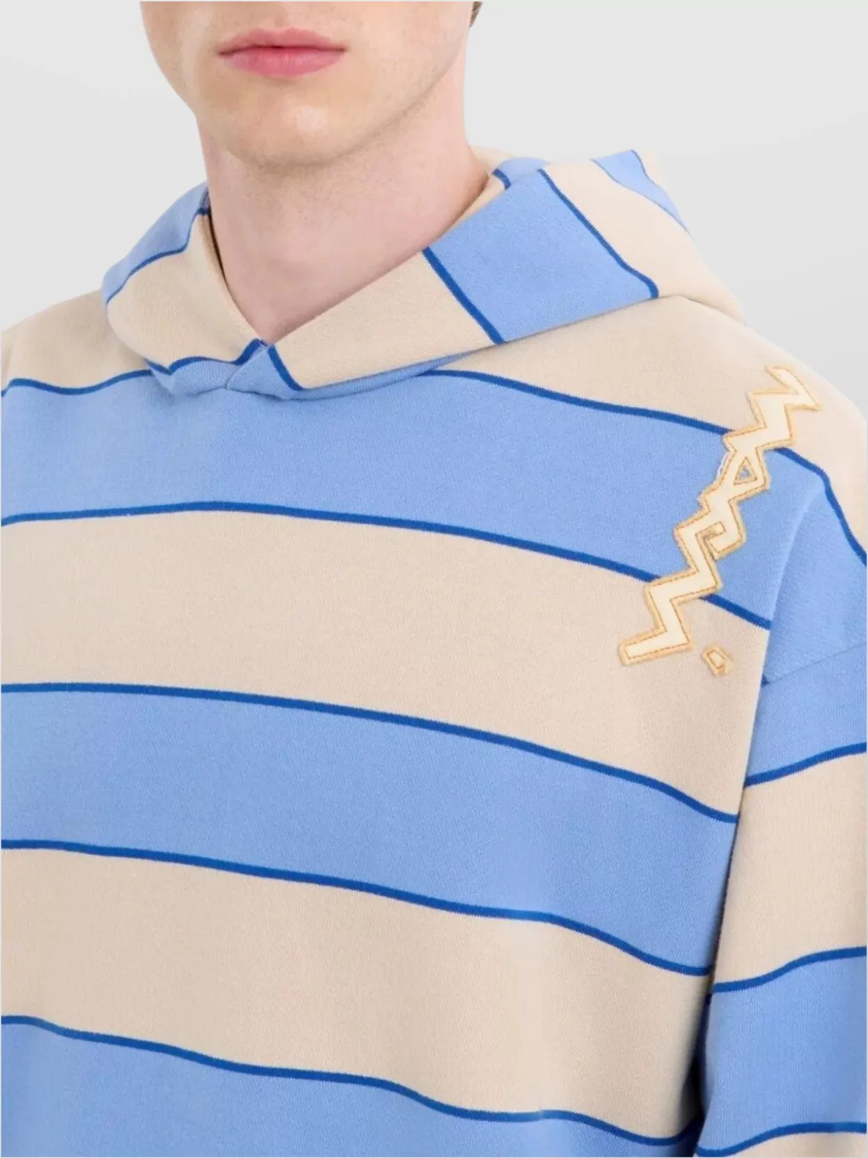 Marni Striped Hooded Sweatshirt Embroidered Detail