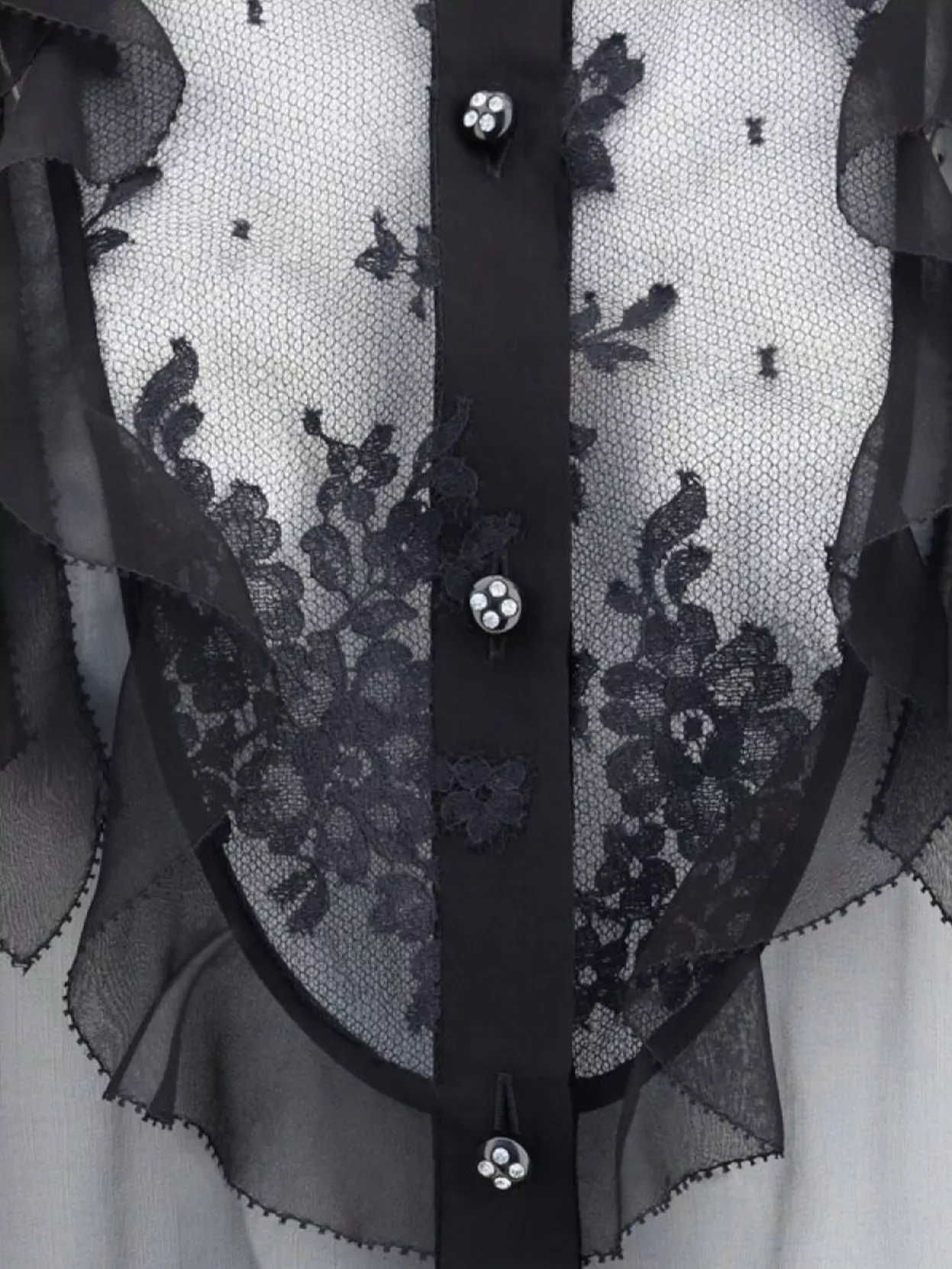 Valentino Ruffle lace collar chiffon shirt | The Fashion Square