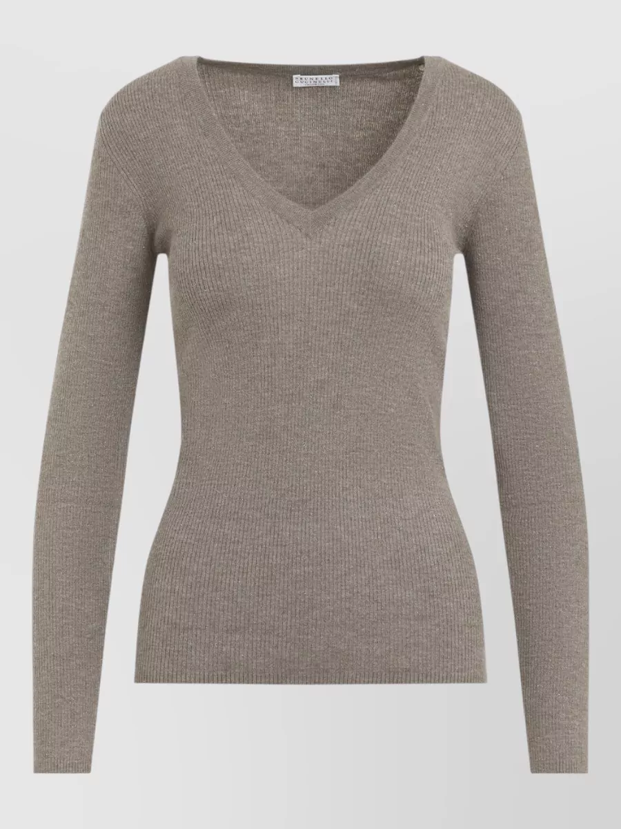 Brunello Cucinelli Cashmere ribbed v-neck sweater