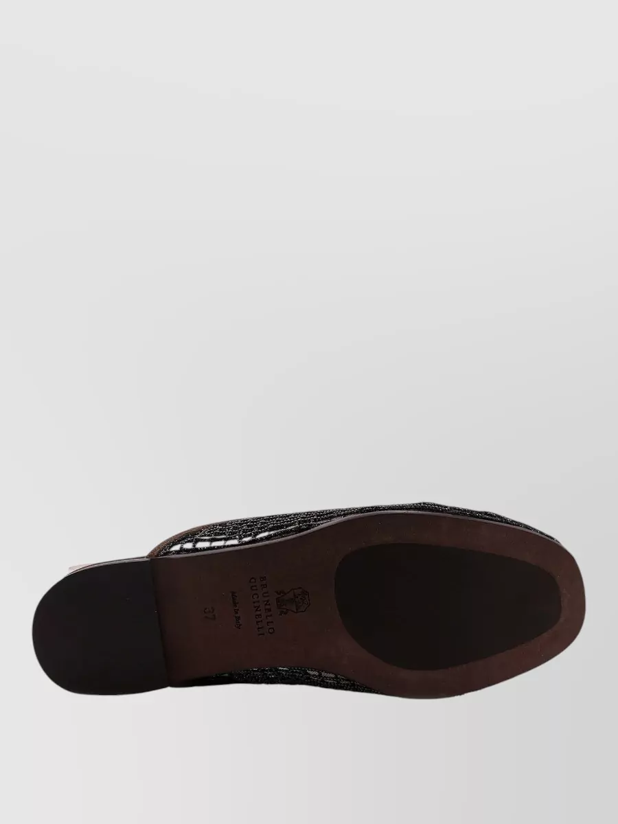 Brunello Cucinelli Leather Mesh Slip-On Slippers