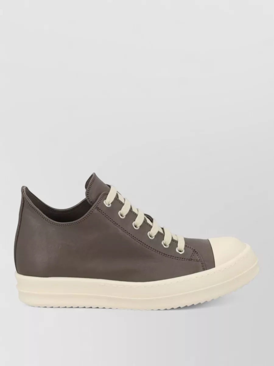 Rick Owens Low Top Sneaker Round Toe Rubber Sole
