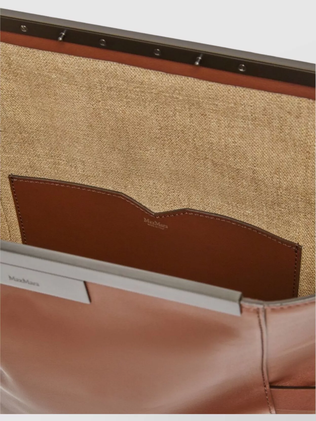 Max Mara Folded Leather Clutch Bag With Shoulder Strap