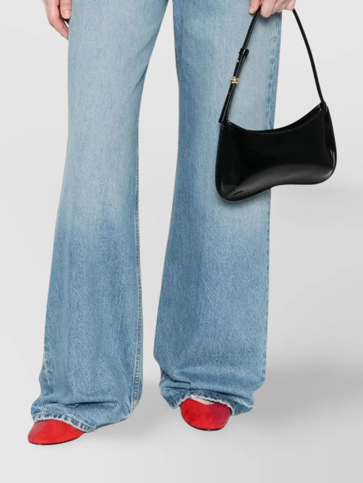 Jacquemus Curved Calfskin Shoulder Bag With Adjustable Strap