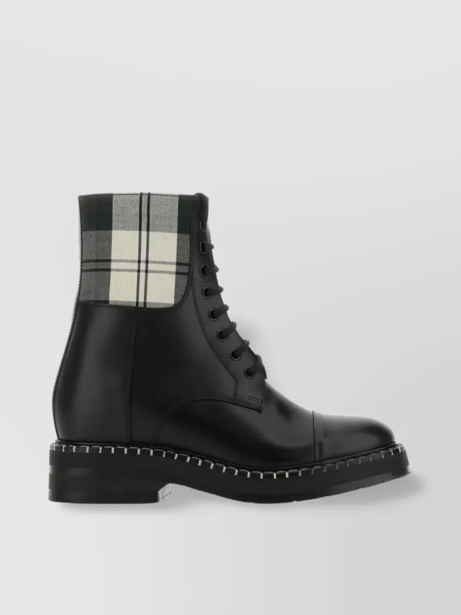 Shop Chloé Leather Boots With Fabric Inserts And A Rounded Toe In Black