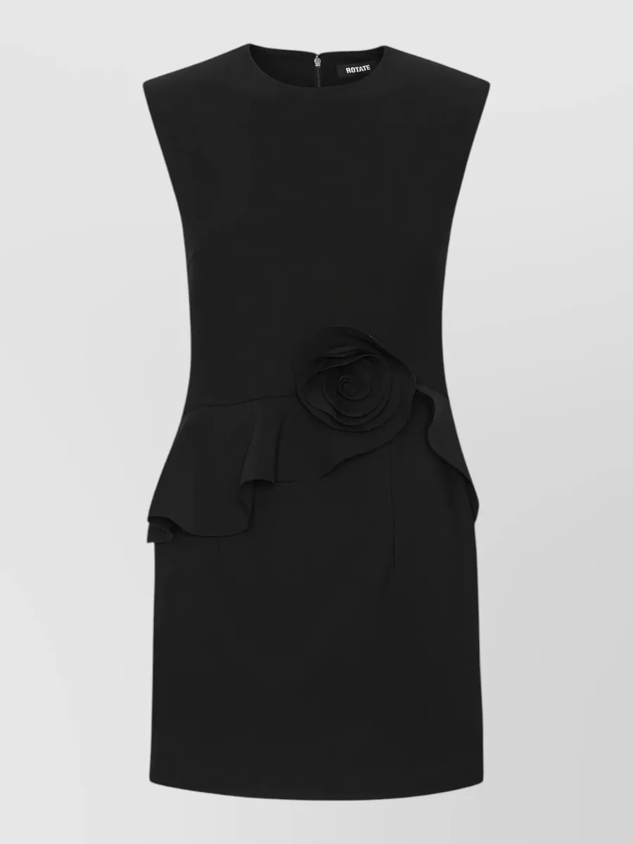 Rotate Sleeveless rose-appliqué mini dress