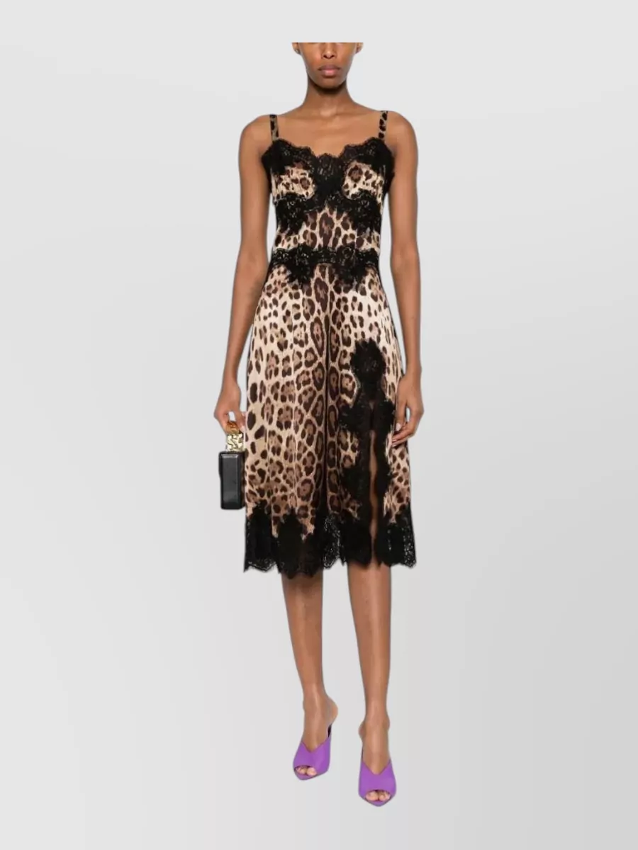 Dolce&Gabbana Silk Leopard-Print Flared Midi Dress