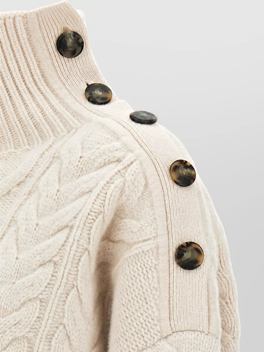 Yves Salomon Cashmere Wool Cable-Knit High-Neck Jumper