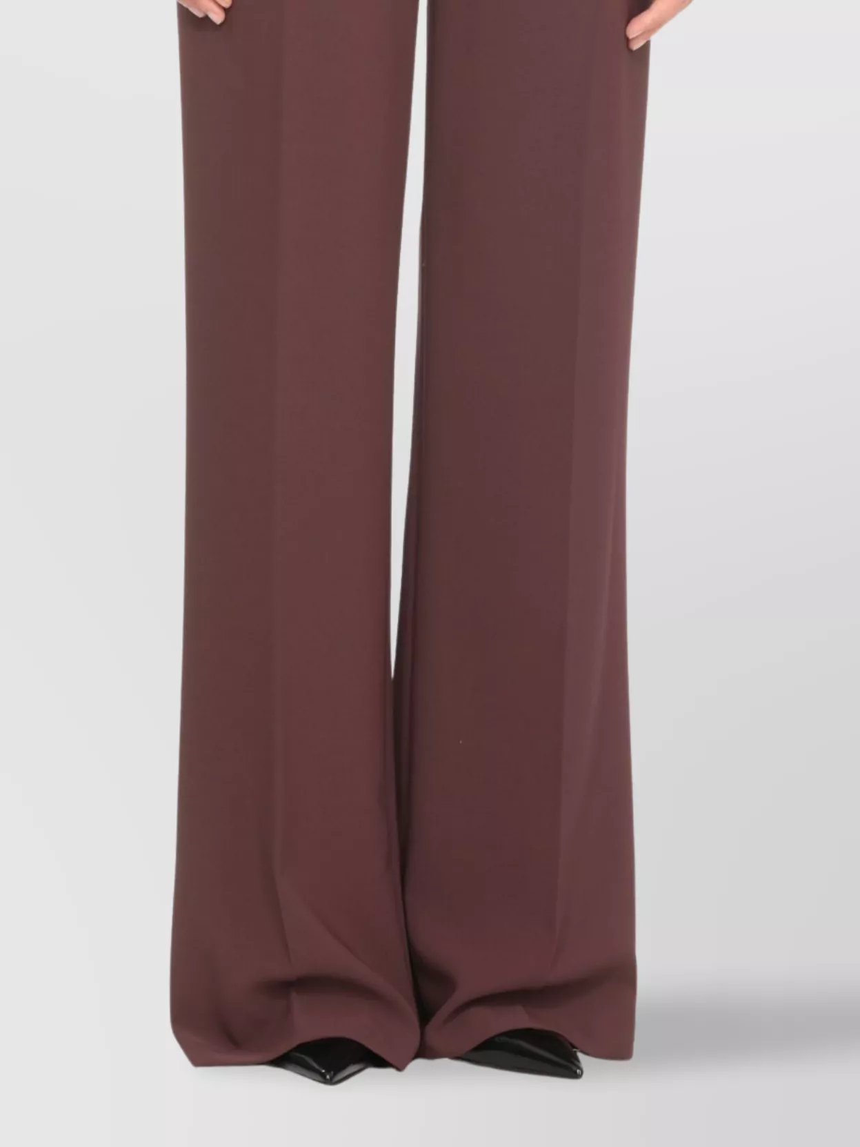 Elisabetta Franchi High Waist Wide Leg Trousers With Pockets In Brown