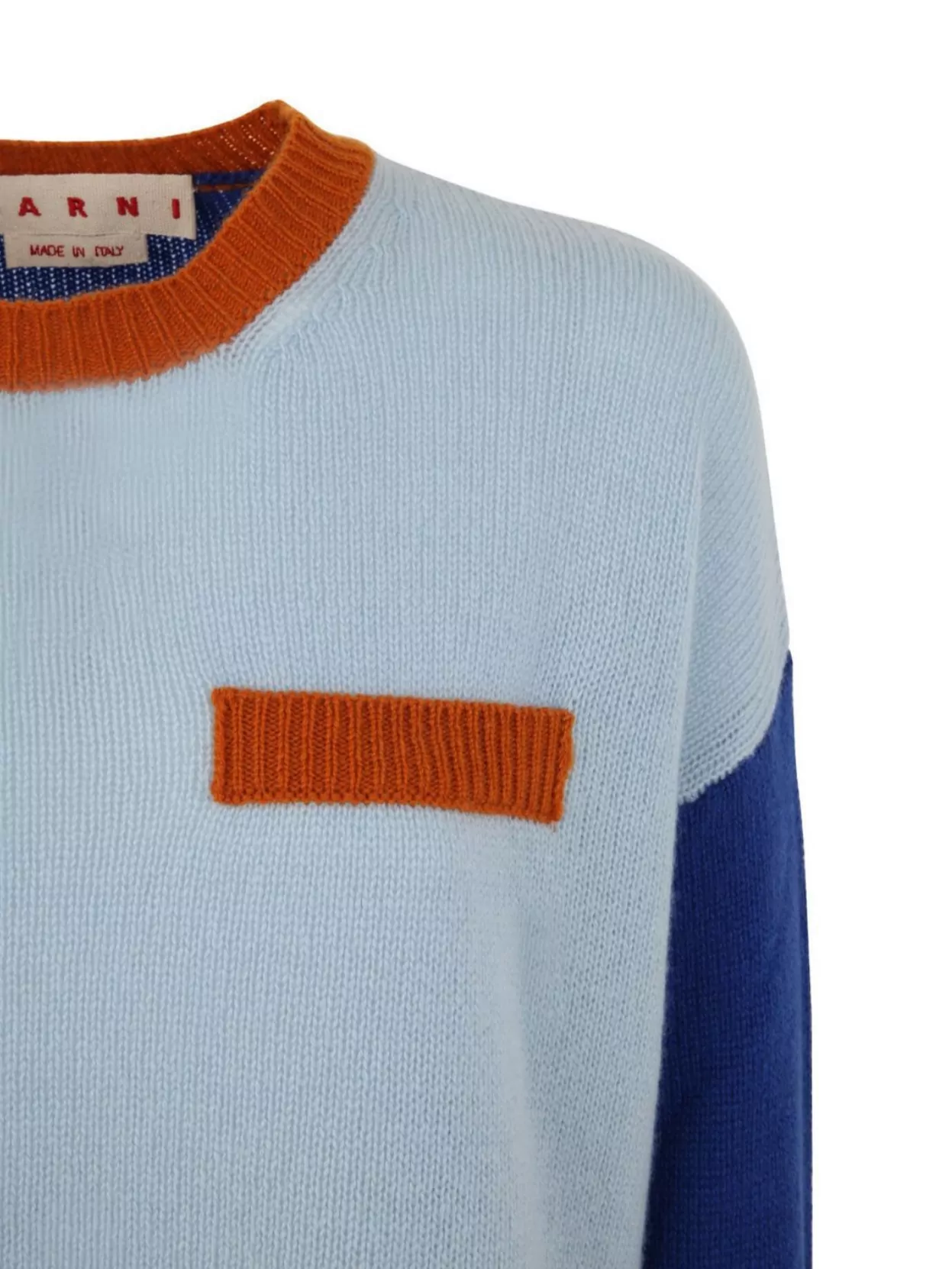 Marni Color Block Light Blue Cashmere Sweater In Multi