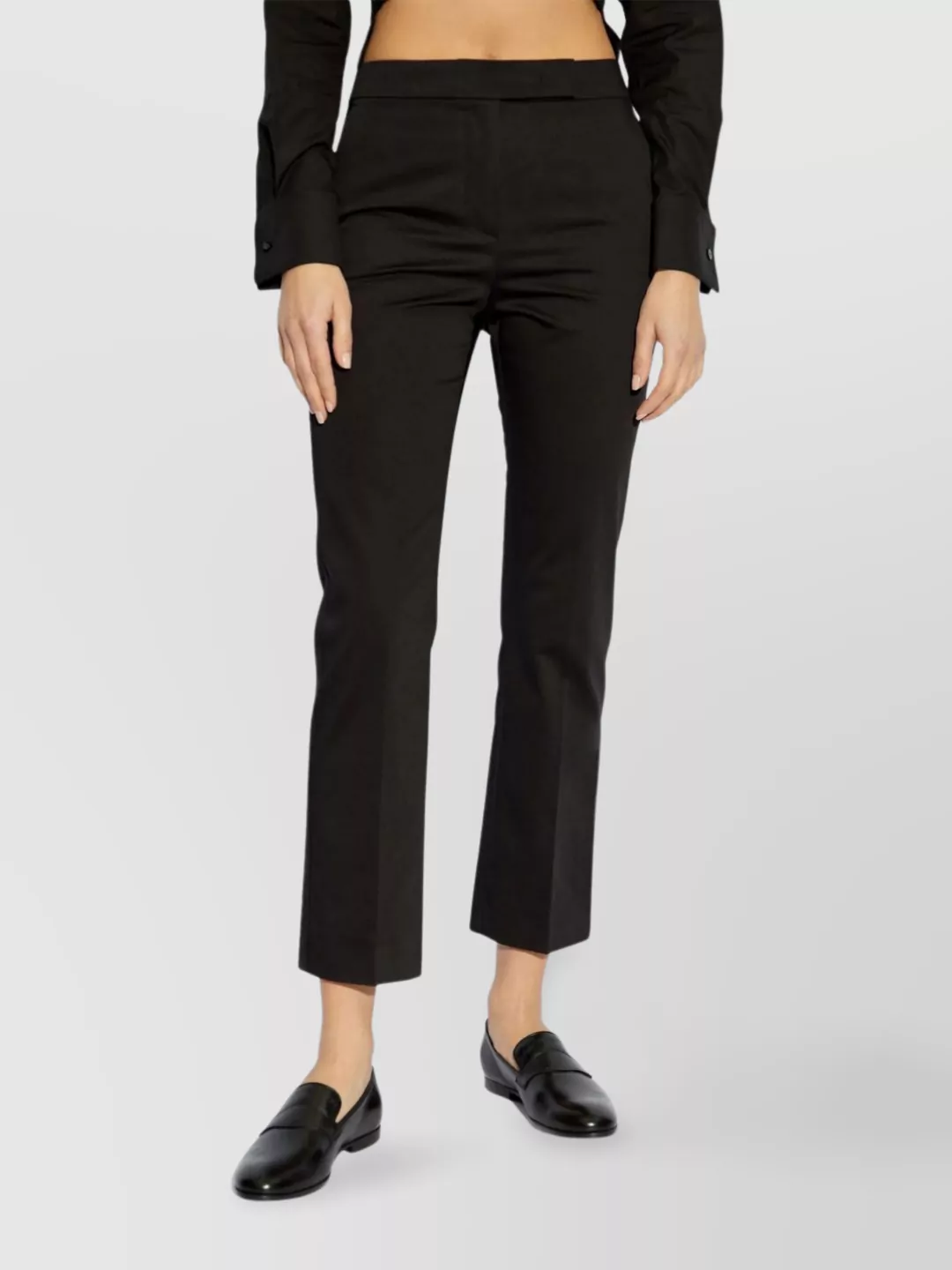 Max Mara Cropped Ankle Trousers Tapered Hem In Blue