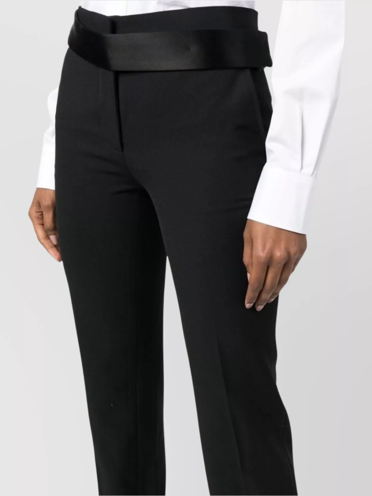 Stella Mccartney Twill Trousers Featuring Satin Waistband In Black