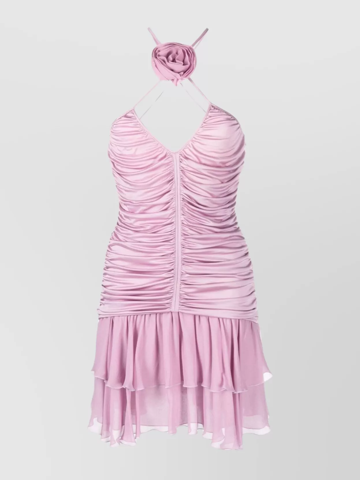 Shop Blumarine Flared Skirt Halterneck Dress With Pleated Detailing In Pastel