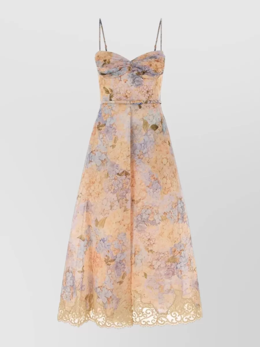Zimmermann Silk Linen Printed Midi Dress