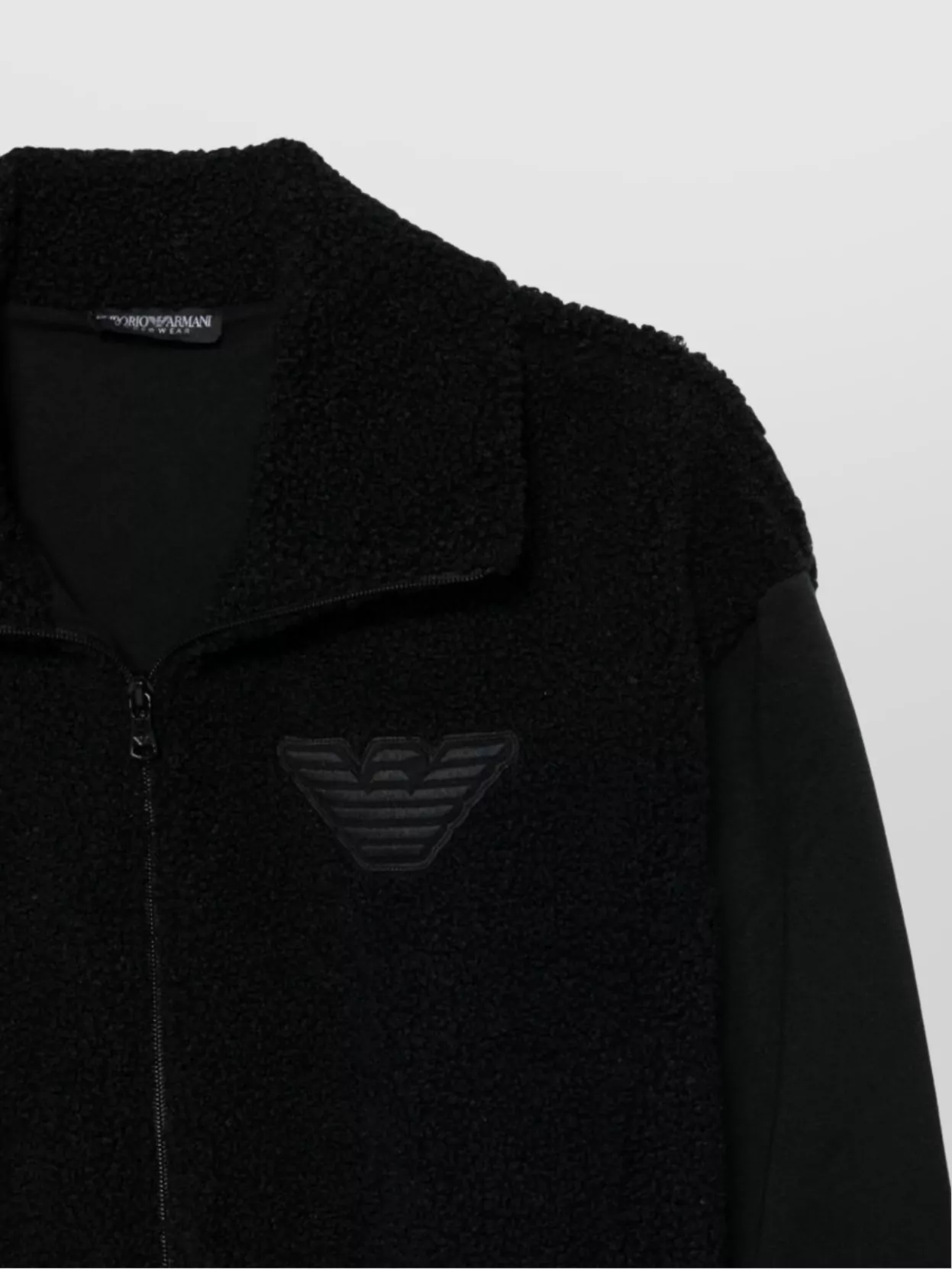Emporio Armani Logo Zippered High Collar Sweatshirt With Slip Pockets