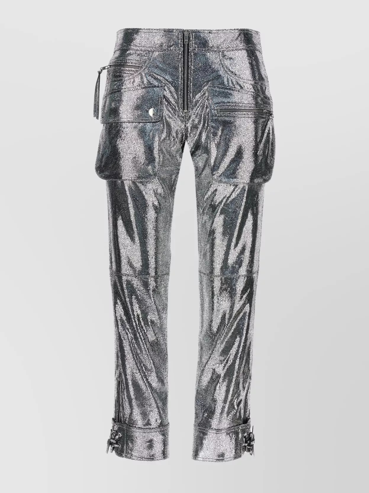 Isabel Marant Ciane Metallic Cropped Trousers In Silver