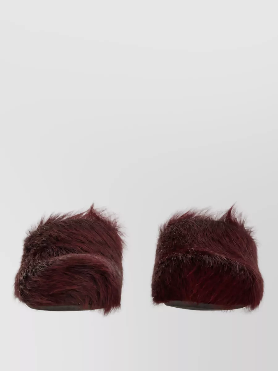 Marni Faux Fur Casual Slippers Open Back Design