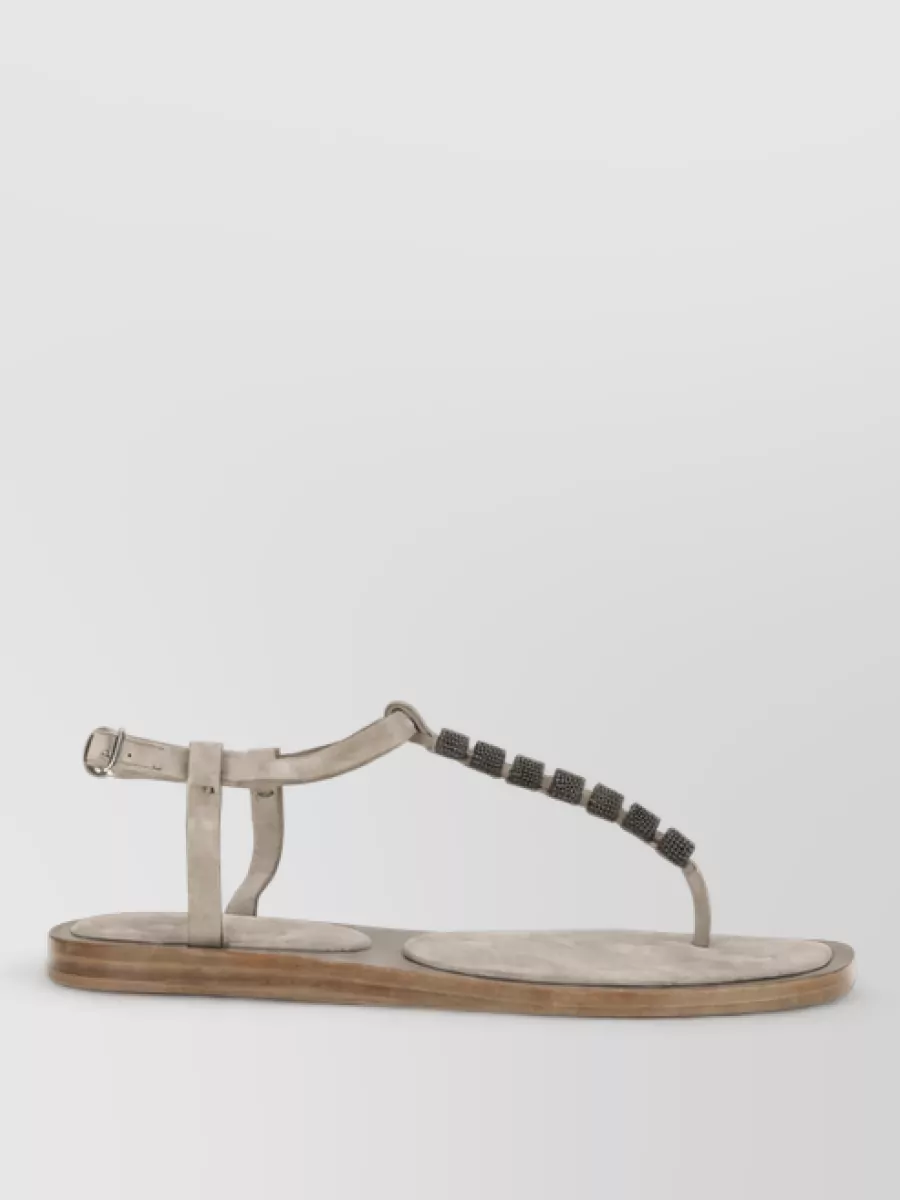 Brunello Cucinelli Leather Slide Sandals