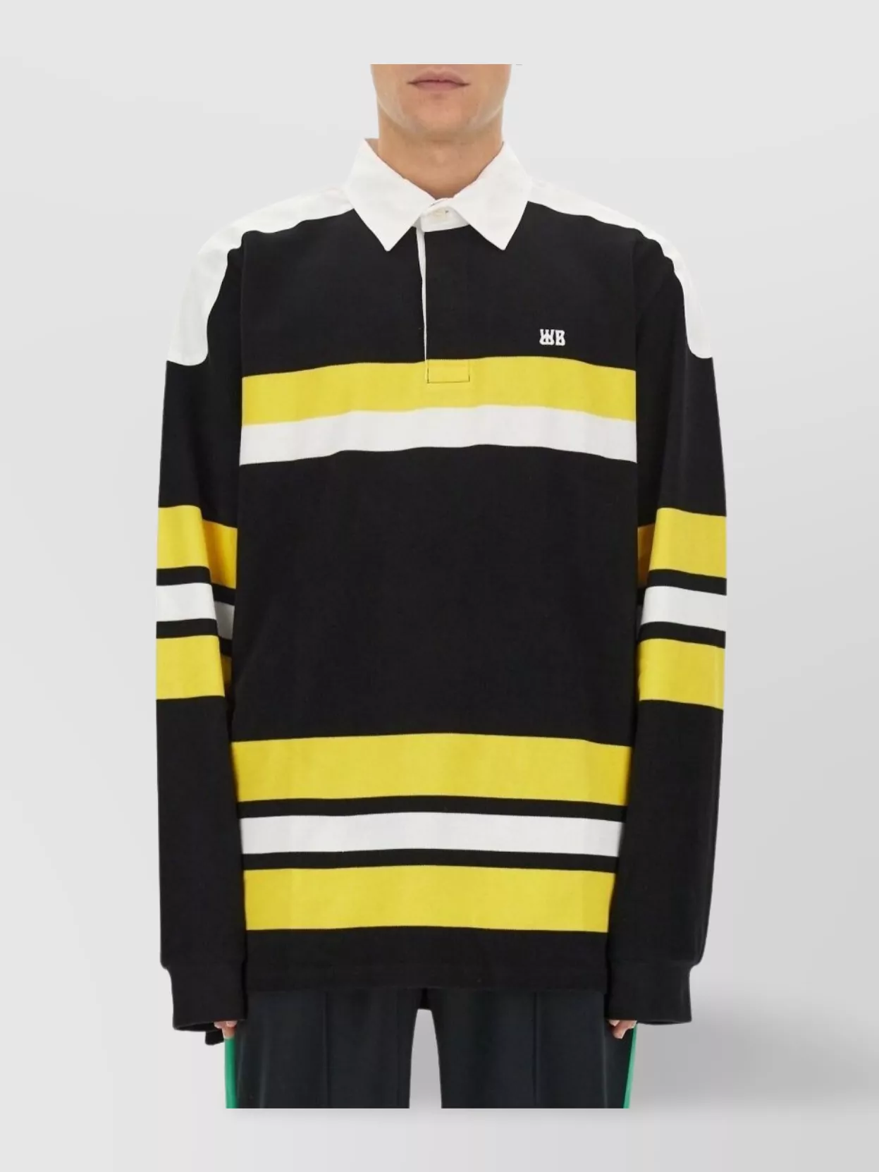 Shop Wales Bonner Oversized Striped Pattern Polo Shirt