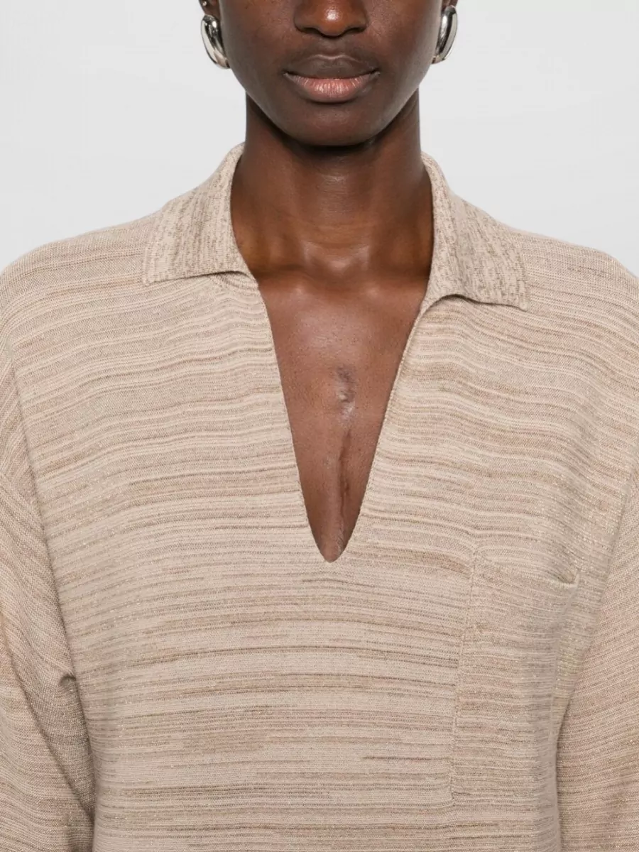 Fabiana Filippi Wool Cotton Striped Polo Shirt Dress