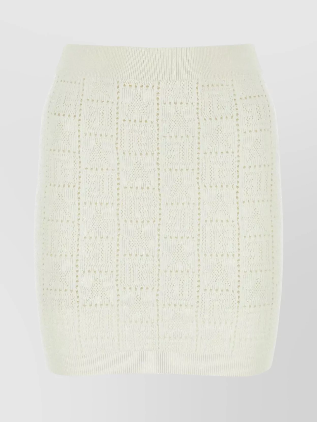 Shop Balmain Mini Skirt With Elastic Waistband And Geometric Knit Pattern